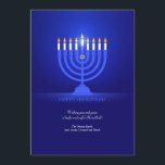 Happy Hanukkah Grußkarte Feiertagskarte<br><div class="desc">Eine schöne Hanukkah-Grußkarte mit einem königsblauen Hintergrund und einer hellen Menorah. (Holiday Vectors by Vecteezy). Die Karte lässt sich leicht mit Ihrem Text, Schriftart, Schriftart, Papierform und der Wahl des Papiertyps anpassen. Nicht genau das, was Sie suchen? Alle unsere Produkte können auf Ihre Bedürfnisse zugeschnitten werden, ohne Aufpreis. Kontaktieren Sie...</div>