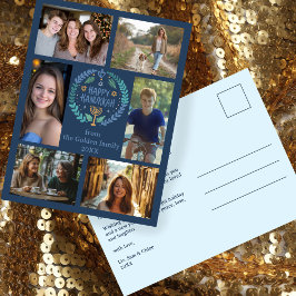 HAPPY HANUKKAH HandGezeichnet CUSTOM 6 FOTO Urlaub Postkarte