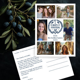 HAPPY HANUKKAH HandGezeichnet CUSTOM 6 FOTO Urlaub Postkarte
