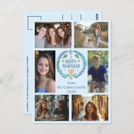 HAPPY HANUKKAH HandGezeichnet CUSTOM 6 FOTO Urlaub Postkarte