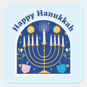 Happy Hanukkah Holiday Festive Square Sticker