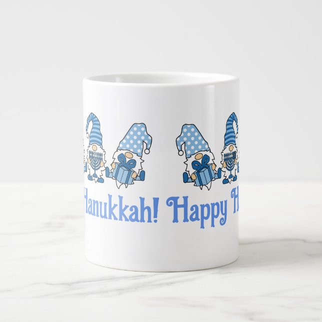 Happy Hanukkah Holiday Gnome Jumbo-Tasse (Vorderseite)