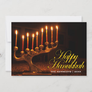 Happy Hanukkah - Illuminierte neun Kerzen Menorah Feiertagskarte