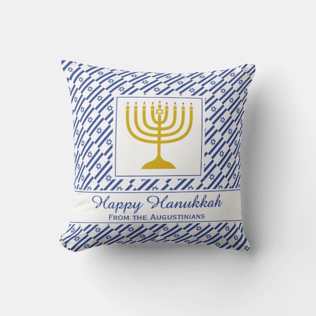 HAPPY HANUKKAH israelische Flagge Personalisiert Kissen (Vorderseite)