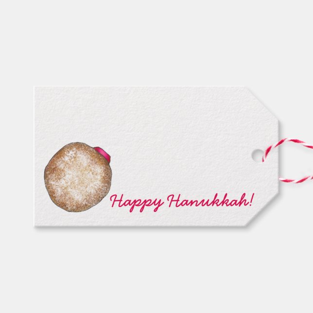 Happy Hanukkah Jelly Donut Doughnut Sufganiyah Geschenkanhänger (Vorderseite (Horizontal))
