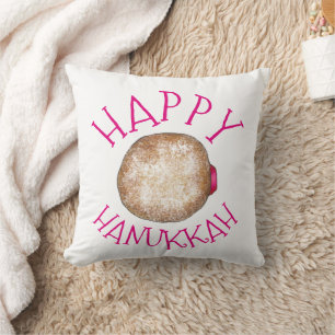 Happy Hanukkah Jelly Donut Doughnut Sufganiyot Kissen