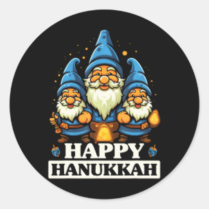 Happy Hanukkah Jew Chanukah Juw Hebrew Runder Aufkleber