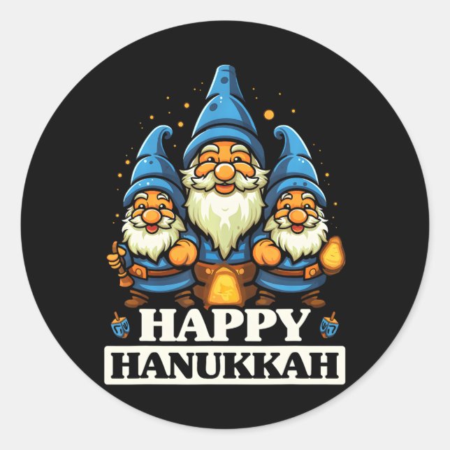 Happy Hanukkah Jew Chanukah Juw Hebrew Runder Aufkleber (Vorderseite)
