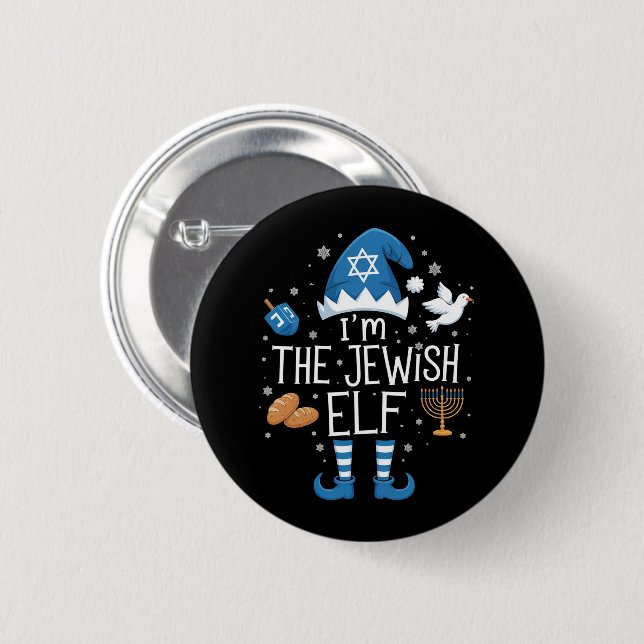 Happy Hanukkah Jewish Elf Family Group Christmas  Button (Vorne & Hinten)