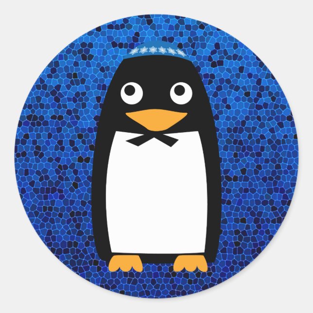 Happy Hanukkah Jewish Penguin Yarmulke Runder Aufkleber (Vorderseite)