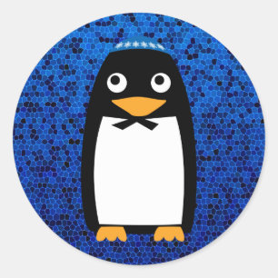 Happy Hanukkah Jewish Penguin Yarmulke Runder Aufkleber