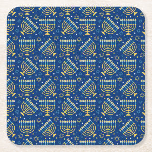 Happy Hanukkah Jewish Star Menorah Blue Chanukah Rechteckiger Pappuntersetzer