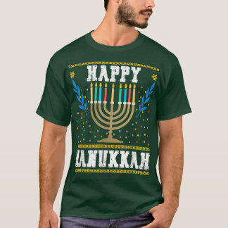 Happy Hanukkah jüdische Weihnachtsnacht Menorah Ha T-Shirt