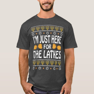 Happy Hanukkah Just here for Latkes Hebrew Juden T-Shirt