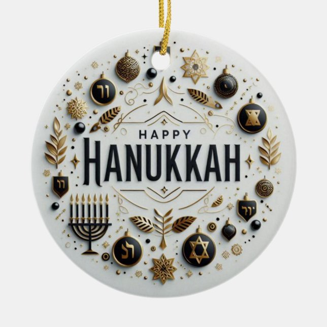 Happy Hanukkah Keramik Ornament (Vorne)