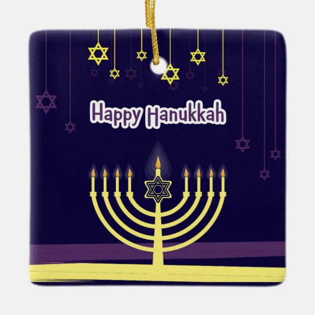Happy Hanukkah Keramikornament (Vorderseite)