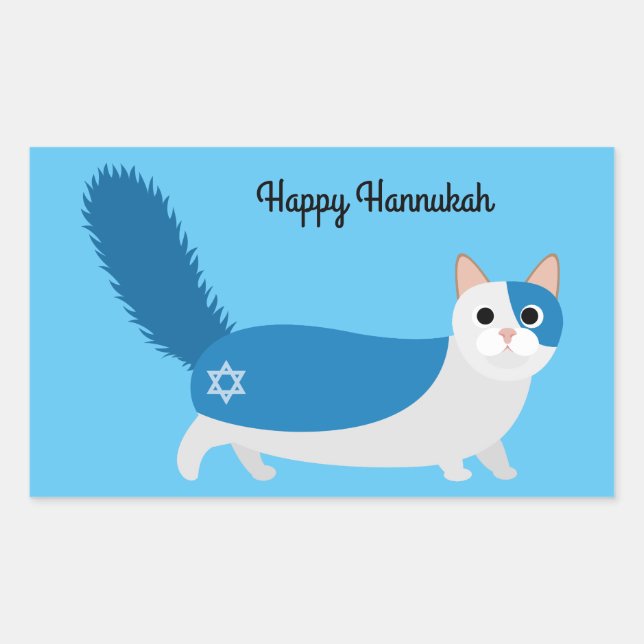 Happy Hanukkah Kitty Cat Rechteckiger Aufkleber (Vorderseite)