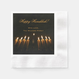 Happy Hanukkah Lamp Menorah Light Candles Chanukah Serviette