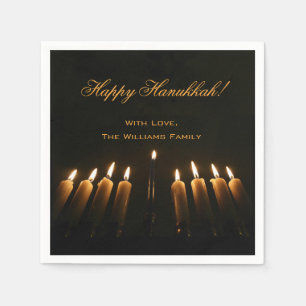 Happy Hanukkah Lamp Menorah Light Candles Chanukah Serviette