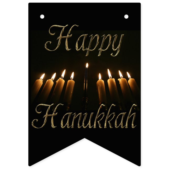 Happy Hanukkah Lamp Menorah Lights Kerzen Party Wimpelkette (Erste Fahne)