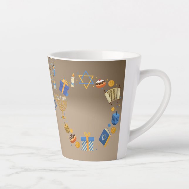 Happy Hanukkah Latte Tasse in Brown (Rechts)