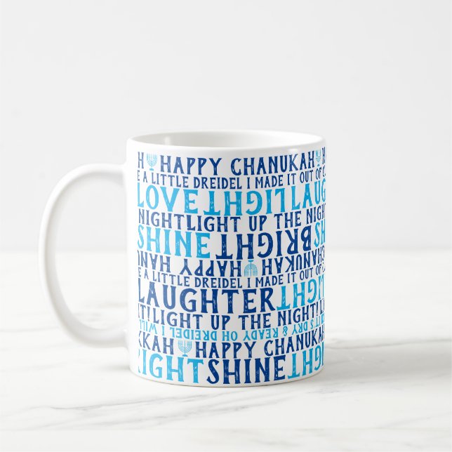 HAPPY HANUKKAH Liebe Light Laughter Typografie Kaffeetasse (Links)
