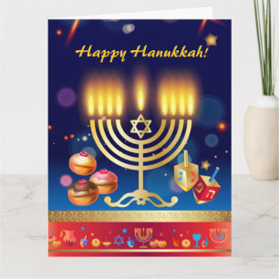 Happy Hanukkah Lights Jüdischer Urlaub Gold Karte
