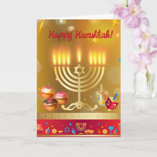 Happy Hanukkah Lights Jüdischer Urlaub Gold Karte