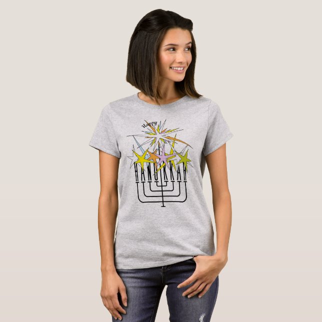 Happy HANUKKAH LIGHTS T-Shirt (Vorne ganz)
