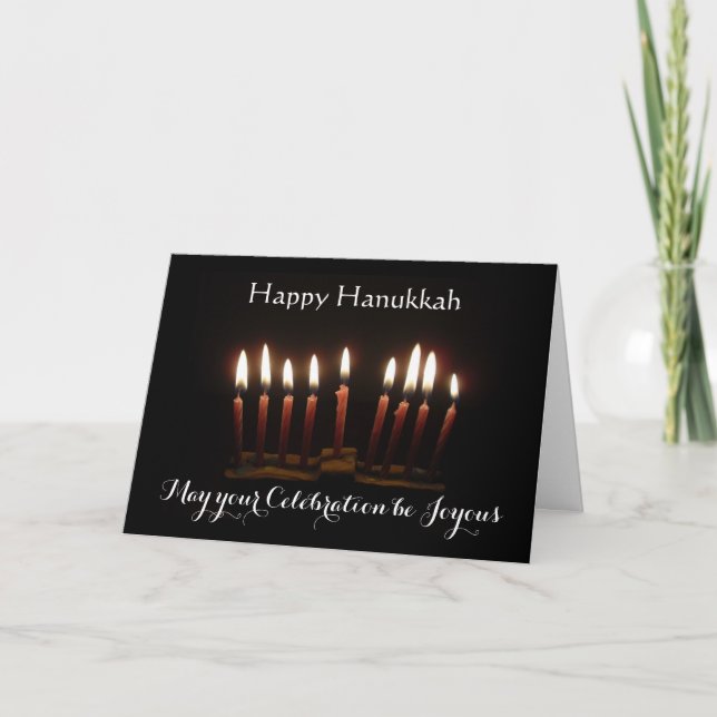 Happy Hanukkah Lit Menorah Karte (Vorderseite)