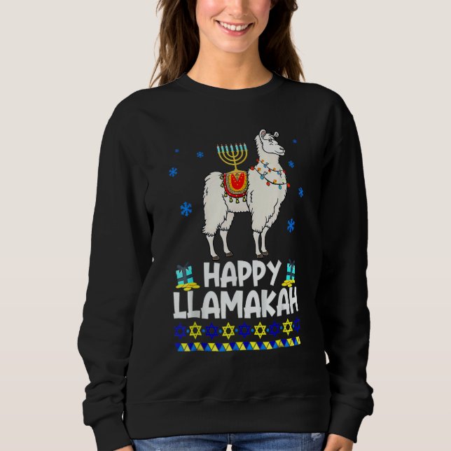 Happy Hanukkah Llama  Happy Llamakah Squad Cute Al Sweatshirt (Vorderseite)