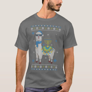 Happy Hanukkah Llama Menorah Niedlich Alpaca Chanu T-Shirt