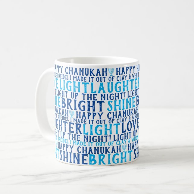 HAPPY HANUKKAH Love Light Laughter Coffee Mug Kaffeetasse (Vorderseite Links)