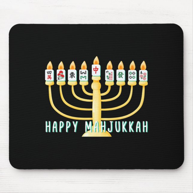 Happy Hanukkah Mahjong Menorah Mahjukkah Chanukkah Mousepad (Vorne)