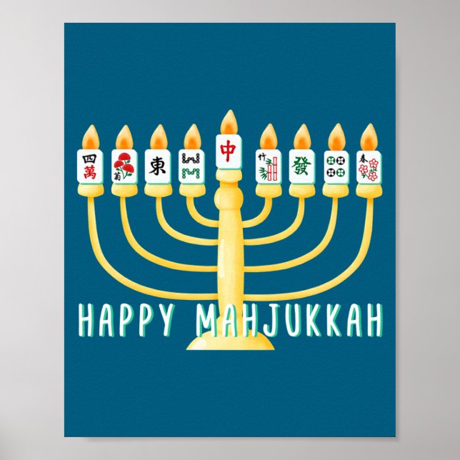 Happy Hanukkah Mahjong Menorah Mahjukkah Chanukkah Poster (Vorne)