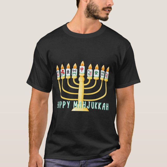 Happy Hanukkah Mahjong Menorah Mahjukkah Chanukkah T-Shirt (Vorderseite)