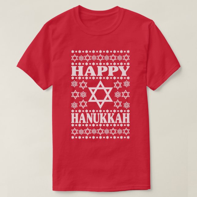Happy Hanukkah Männer Frauen Kinder, Sterne von Da T-Shirt (Design vorne)