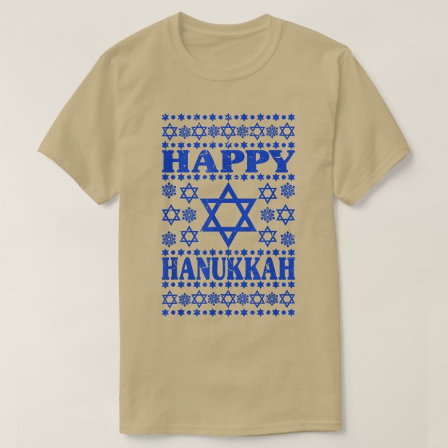 Happy Hanukkah Männer Frauen Kinder Sterne von Dav T-Shirt (Design vorne)