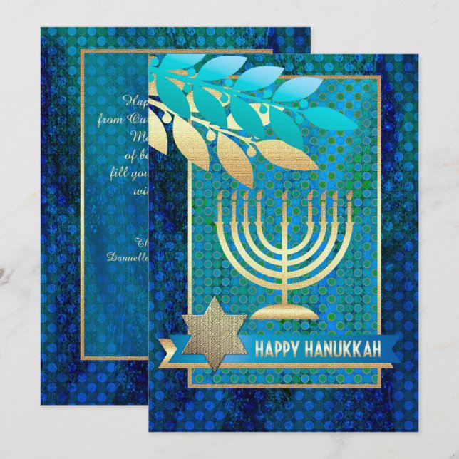 Happy Hanukkah. Maßgeschneiderte Grußkarten Feiertagskarte (Vorne/Hinten)