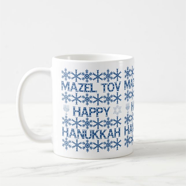 Happy Hanukkah Mazel Tov Star von David Menorah Kaffeetasse (Links)