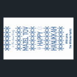Happy Hanukkah Mazel Tov Star von David Menorah Rechteckiger Aufkleber<br><div class="desc">Happy Hanukkah Mazel Tov Star von David Menorah Candles Snowflakes Pattern Blau und Weiß Elegantes Rectangle Geschenk Aufkleber für Hanukkah Geschenke und warme Wünsche Hebräische Festival der jüdischen Feiertage,  individuelle Name</div>
