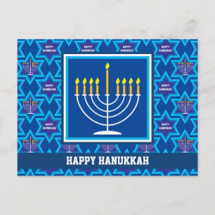 🕎 Happy Hanukkah, Menorah, anpassbare Postkarte