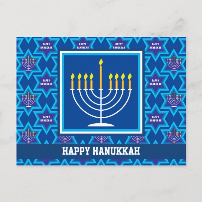 🕎 Happy Hanukkah, Menorah, anpassbare Postkarte (Vorderseite)