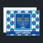 🕎 Happy Hanukkah, Menorah, anpassbare Postkarte<br><div class="desc">Happy Hanukkah mit Menorah auf weißem Hintergrund. Voll anpassbar zurück.</div>