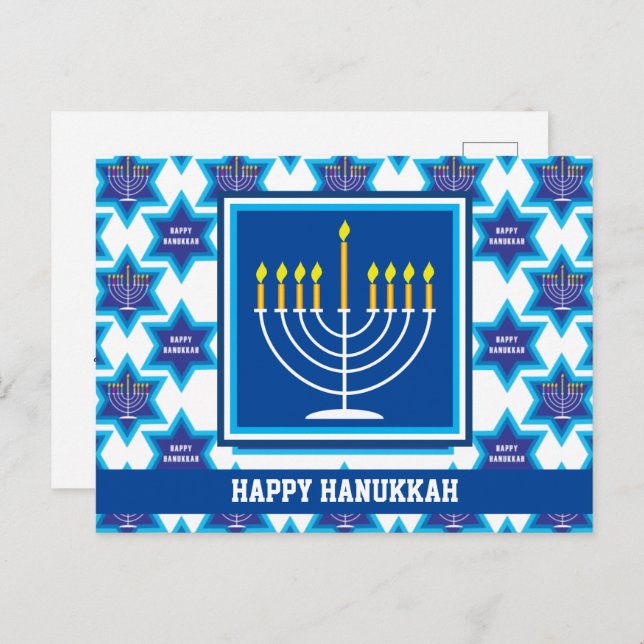 🕎 Happy Hanukkah, Menorah, anpassbare Postkarte (Vorne/Hinten)