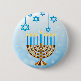 Happy Hanukkah Menorah Button