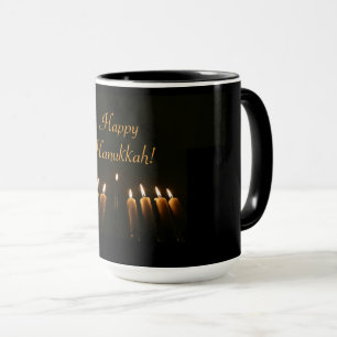 Happy Hanukkah Menorah Candles Elegant Tasse