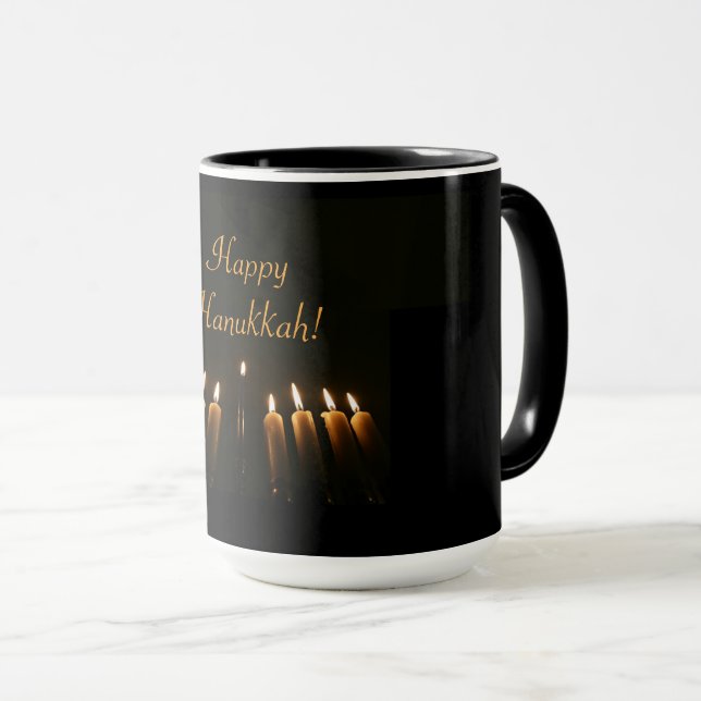 Happy Hanukkah Menorah Candles Elegant Tasse (VorderseiteRechts)