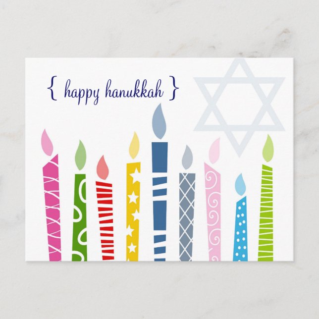 Happy Hanukkah Menorah Candles Postkarten (Vorderseite)