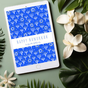 Happy Hanukkah Menorah Custom Tree Free Card Feiertagskarte